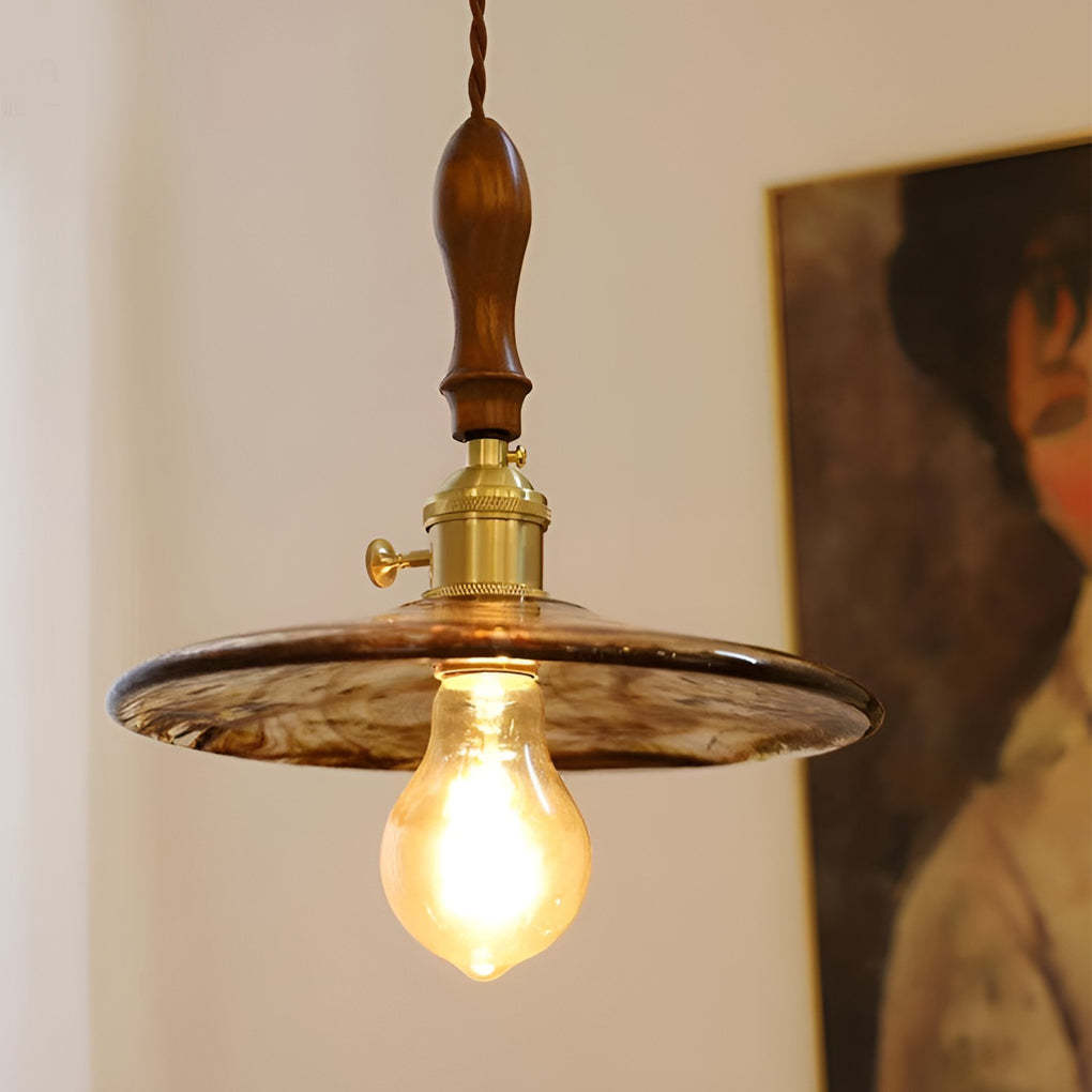 Circular Brown Glass LED Retro Island Pendant