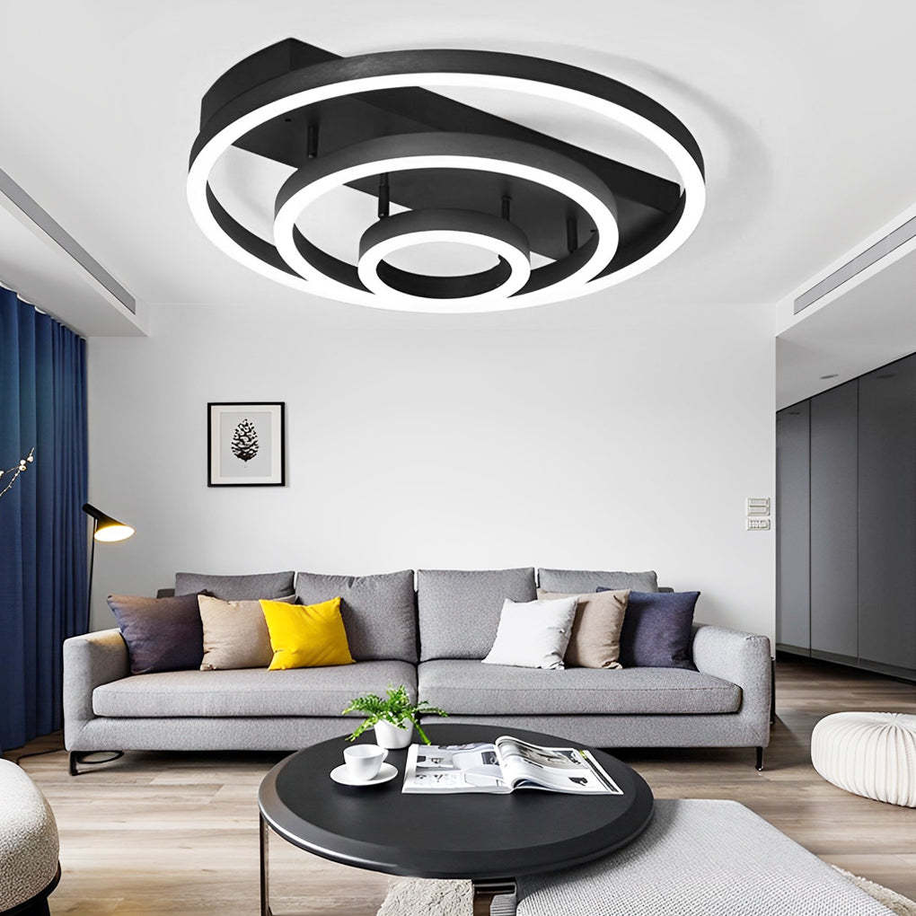 Adjustable Multiple Circular LED Modern Flush Mount Light