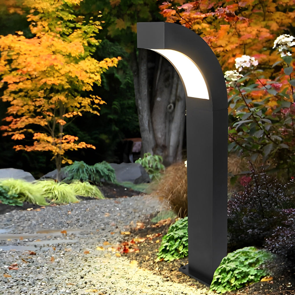 Minimalist Curved 24-Inch LED Bollard Pathway Light
