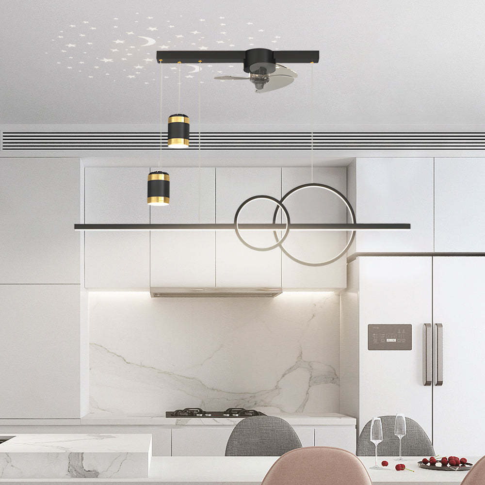 3-Step Dimming Projection Dining Fan Chandelier