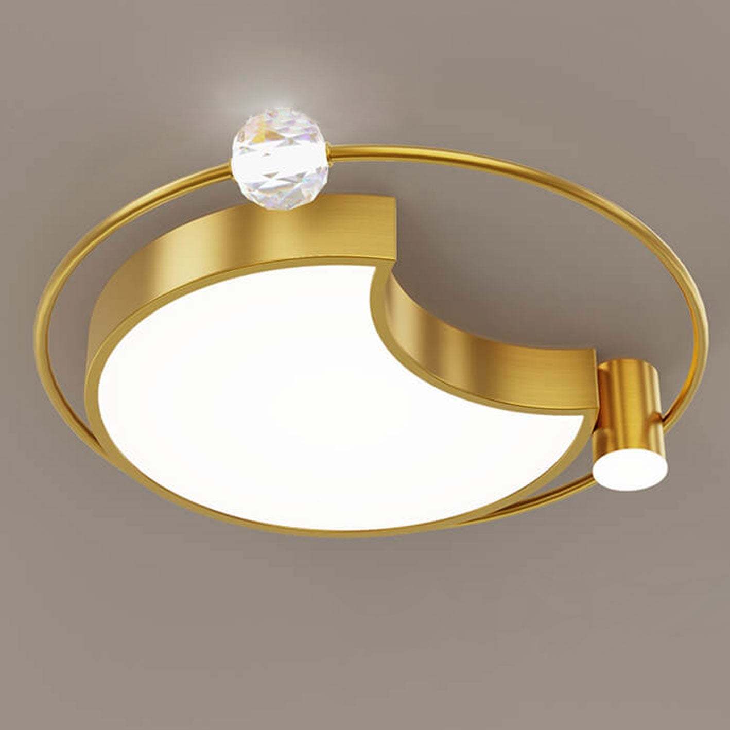 Nordic Star Moon Copper Crystal LED Flush Mount Light — Moon - 40W / Gold / 110V-120V For US/CA
