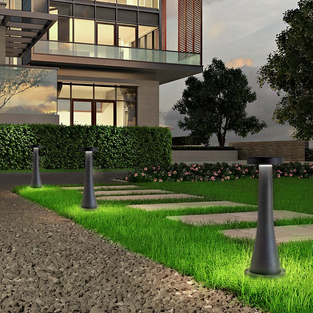 Round Mushroom Aluminum Black Modern Outdoor Pathway Light