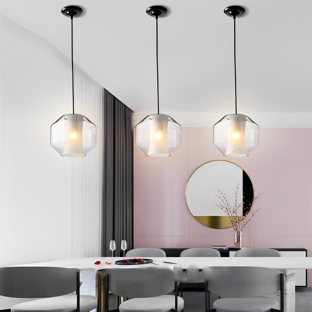 Double Glass Shade Metal Postmodern Pendant