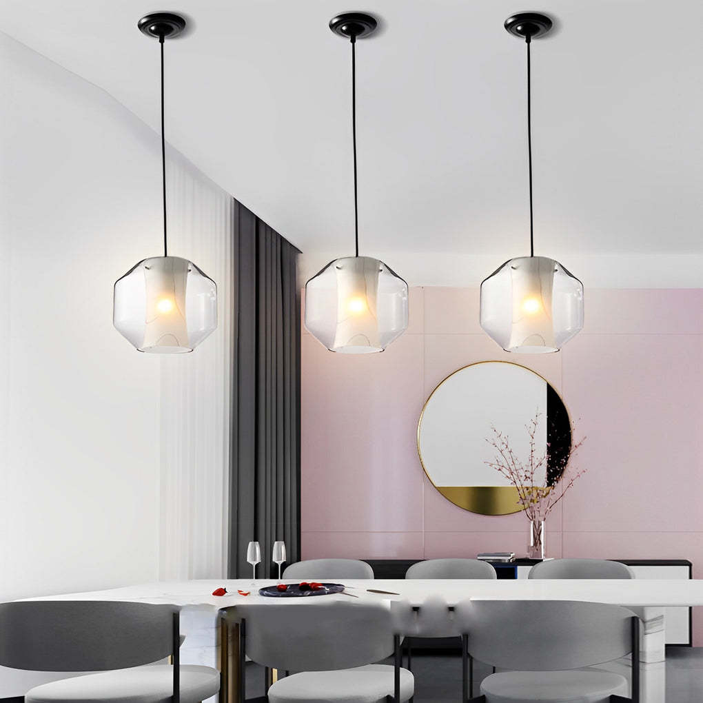 Double Glass Shade Metal Postmodern Pendant