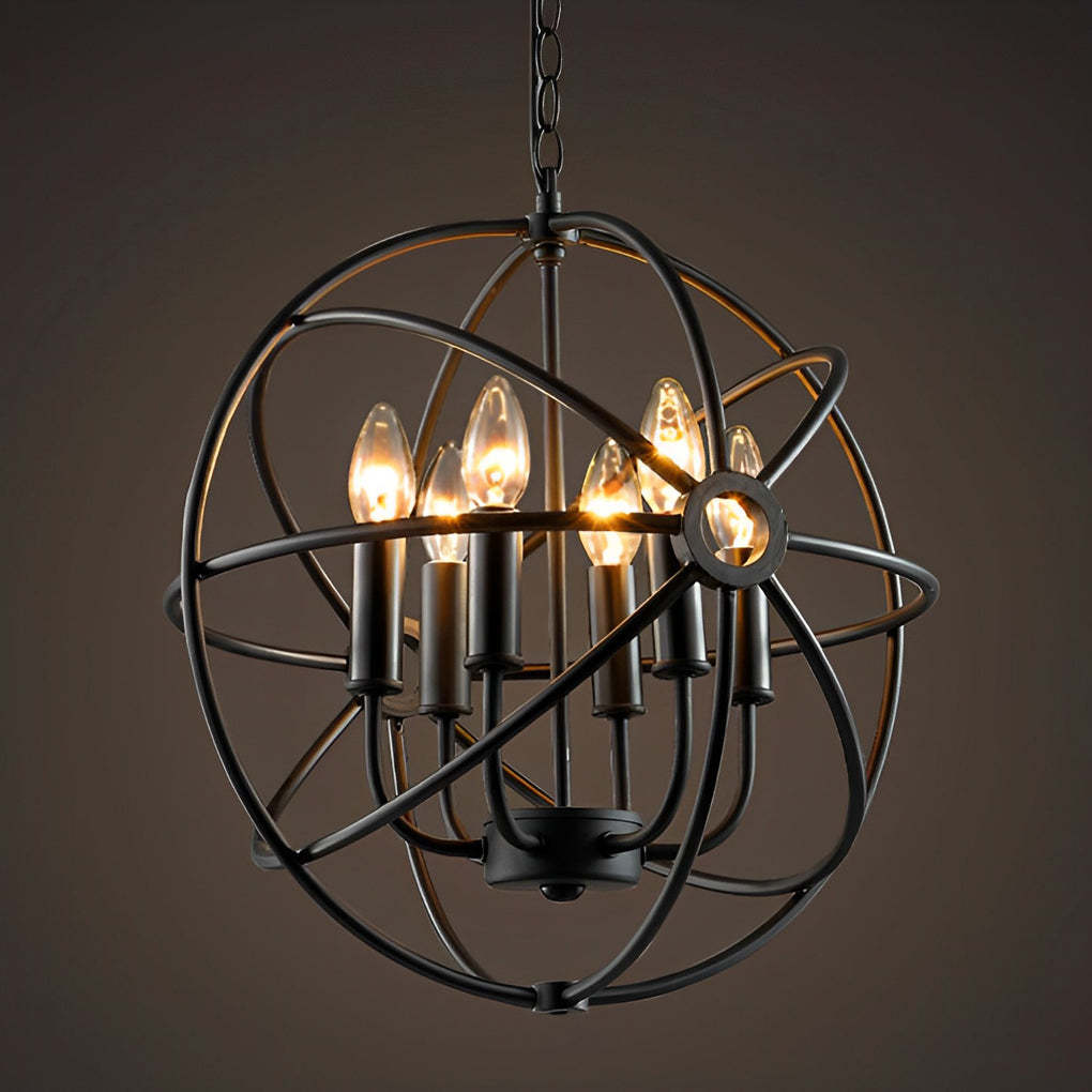 Retro Iron Birdcage Candlestick American Pendant Chandelier