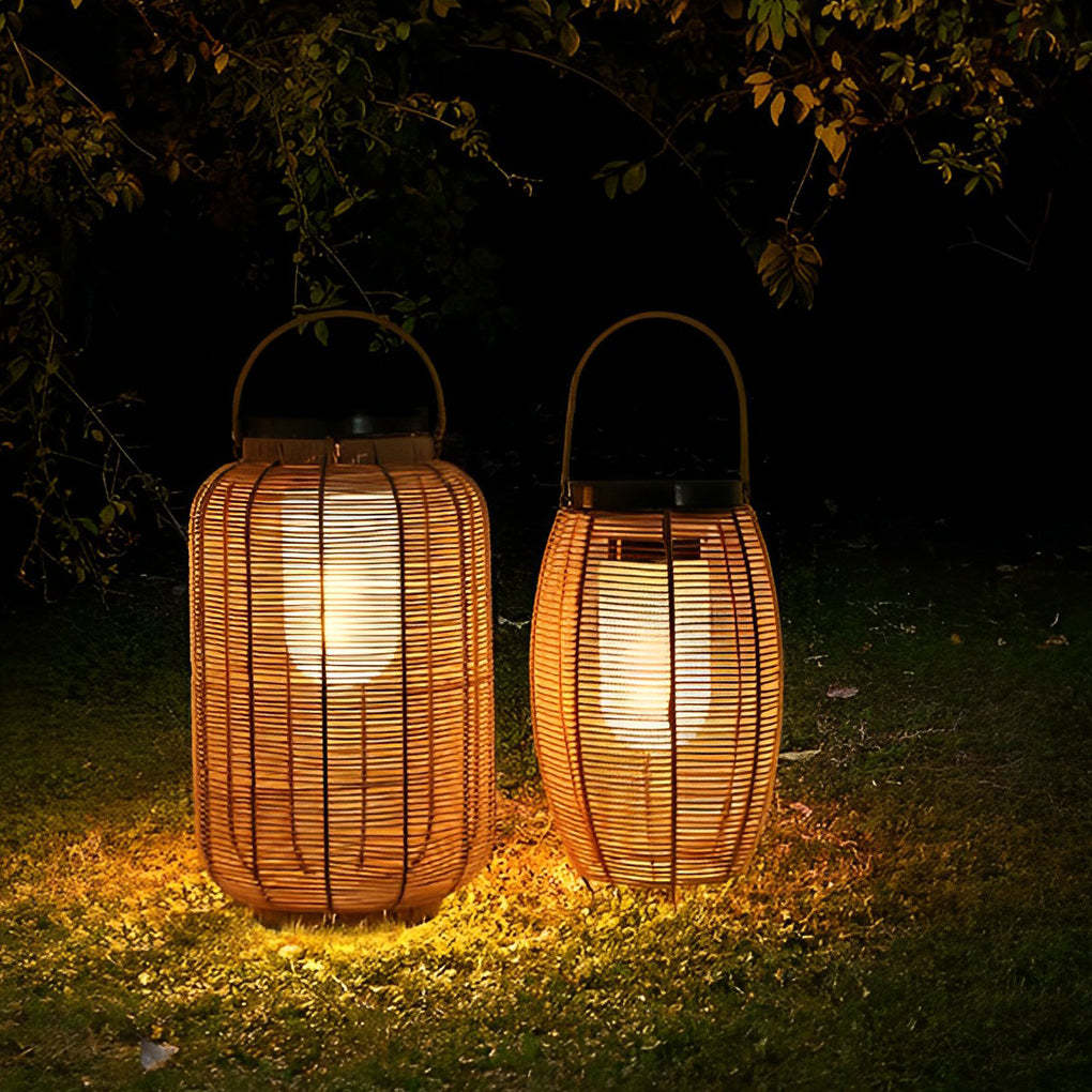 Modern portable lantern outdoor lanterns & lamps in rattan — 11"X17" / Set of 6