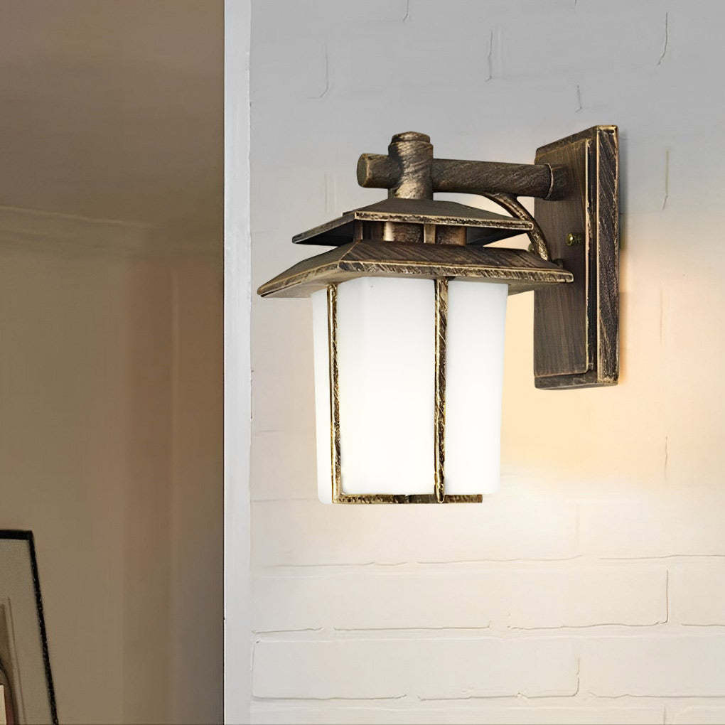 Vintage Glass Aluminum Waterproof European Style Outdoor Wall Sconces Lighting-Lighom