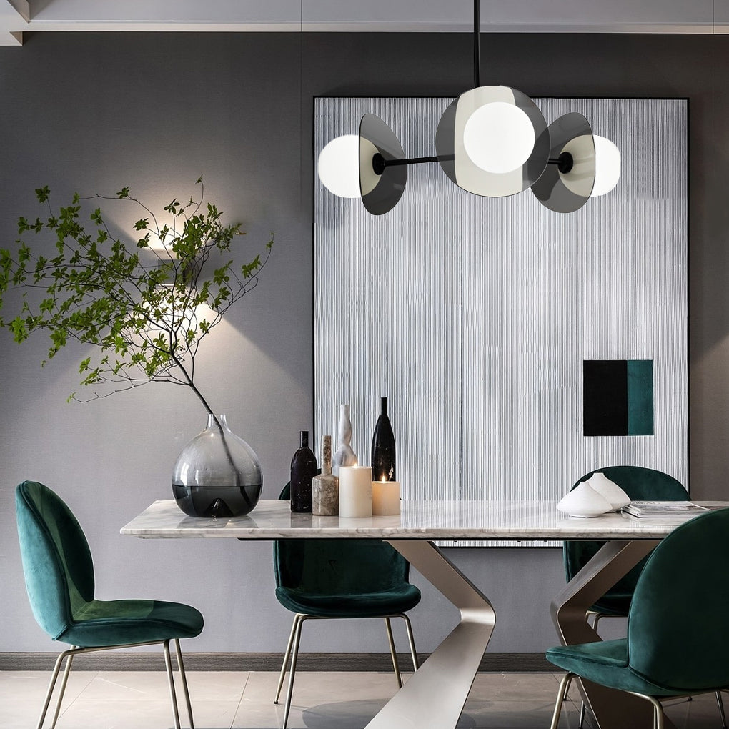 Lighom minimalist round plated glass chandeliers — 5-Light