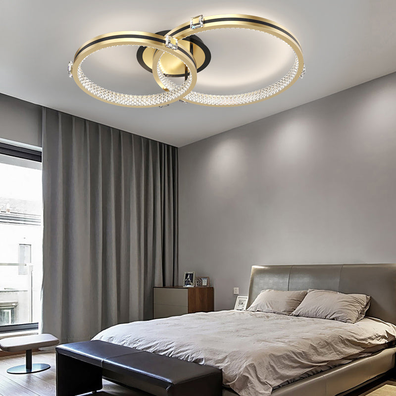 2/3/4-Ring Dimmable Brushed Gold Modern LED Ceiling Light