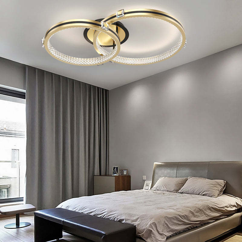 2/3/4-Ring Dimmable Brushed Gold Modern LED Ceiling Light