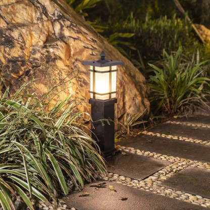 Elegant Vintage Pavilion Black Light Post Retro Outdoor Pathway Lamp-Lighom