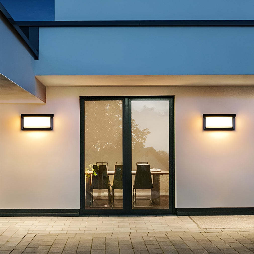 Rectangle Light-Control Black Modern Solar Sconce