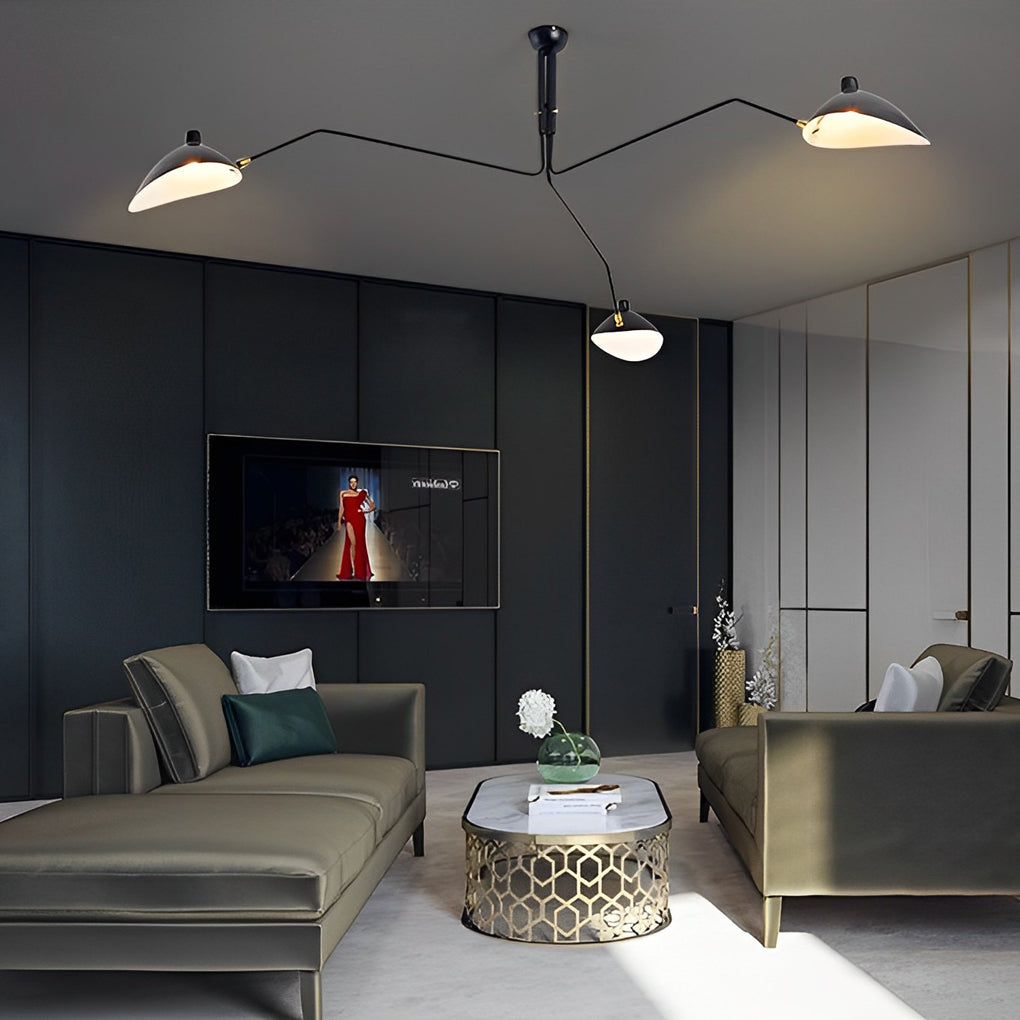 Adjustable Swing Arm Duckbill Black Modern Chandelier