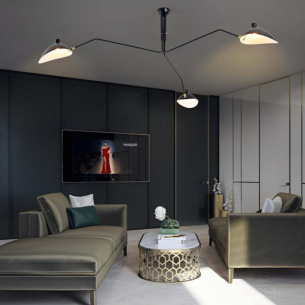Adjustable Swing Arm Duckbill Black Modern Chandelier