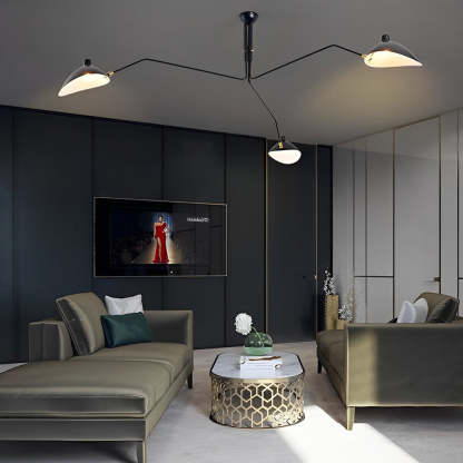 Adjustable Swing Arm Duckbill Black Modern Chandelier