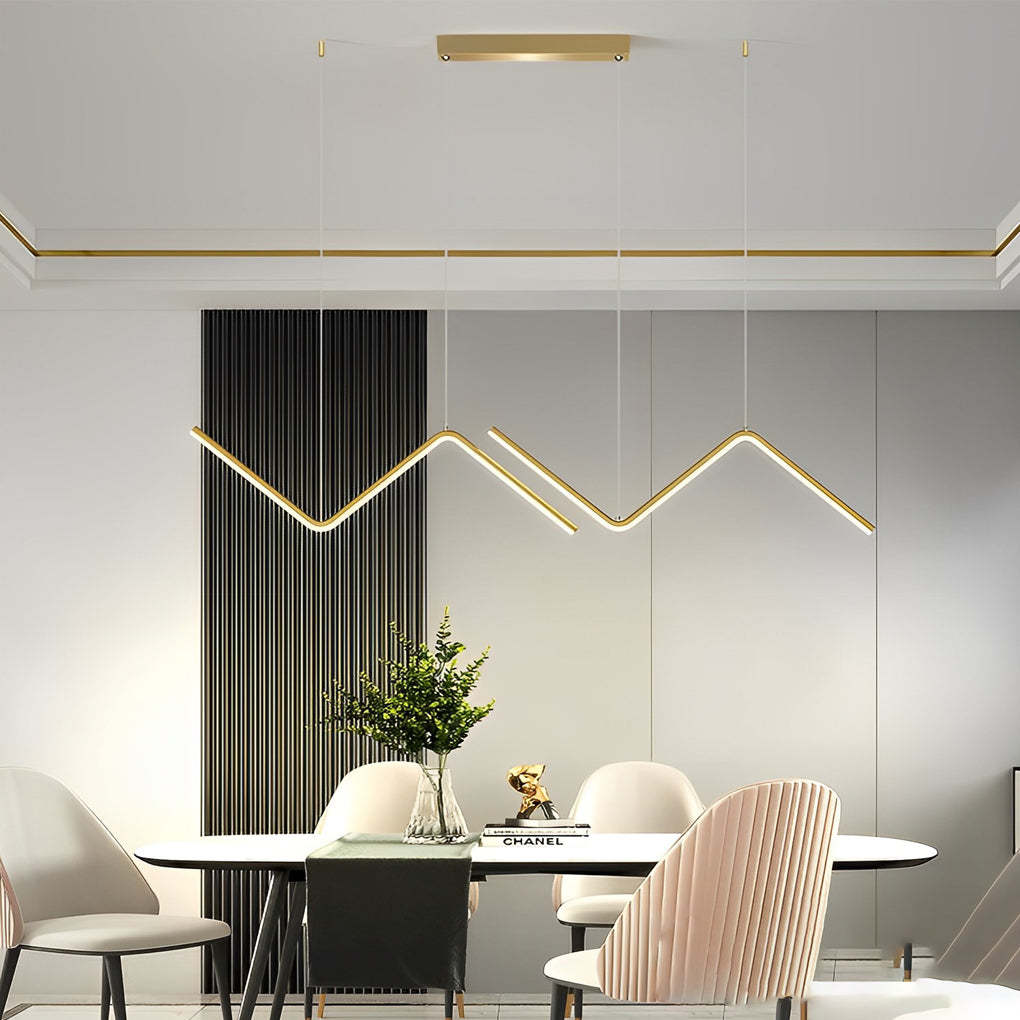 Wavy Linear 3-Step Dimming LED Nordic Pendant Chandelier