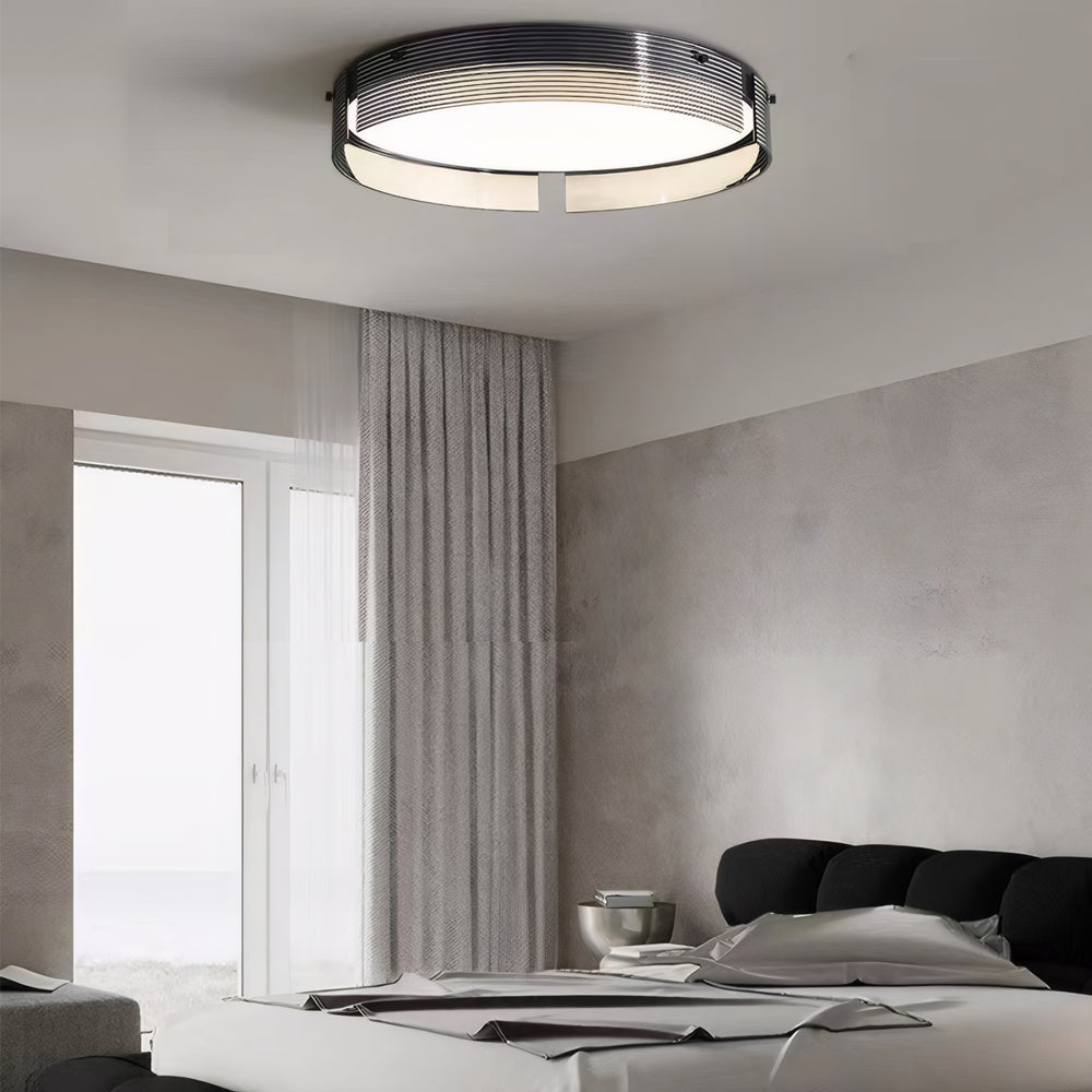 Round Black Stripe Glass LED Flush Mount Light