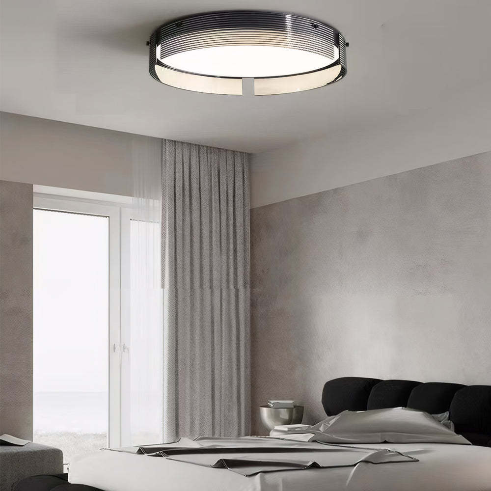 Round Black Stripe Glass LED Flush Mount Light