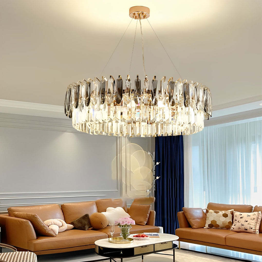 Plated double crystal chandeliers for dining room or living room — 39" Diameter