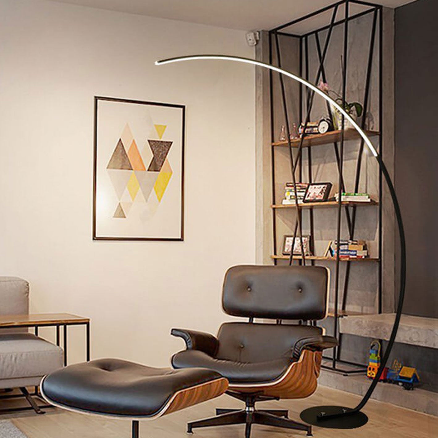 Minimalist Curved Line LED Aluminum Floor Lamp — White / Neutral Light (4000K) / 220V-240V For UK/AU
