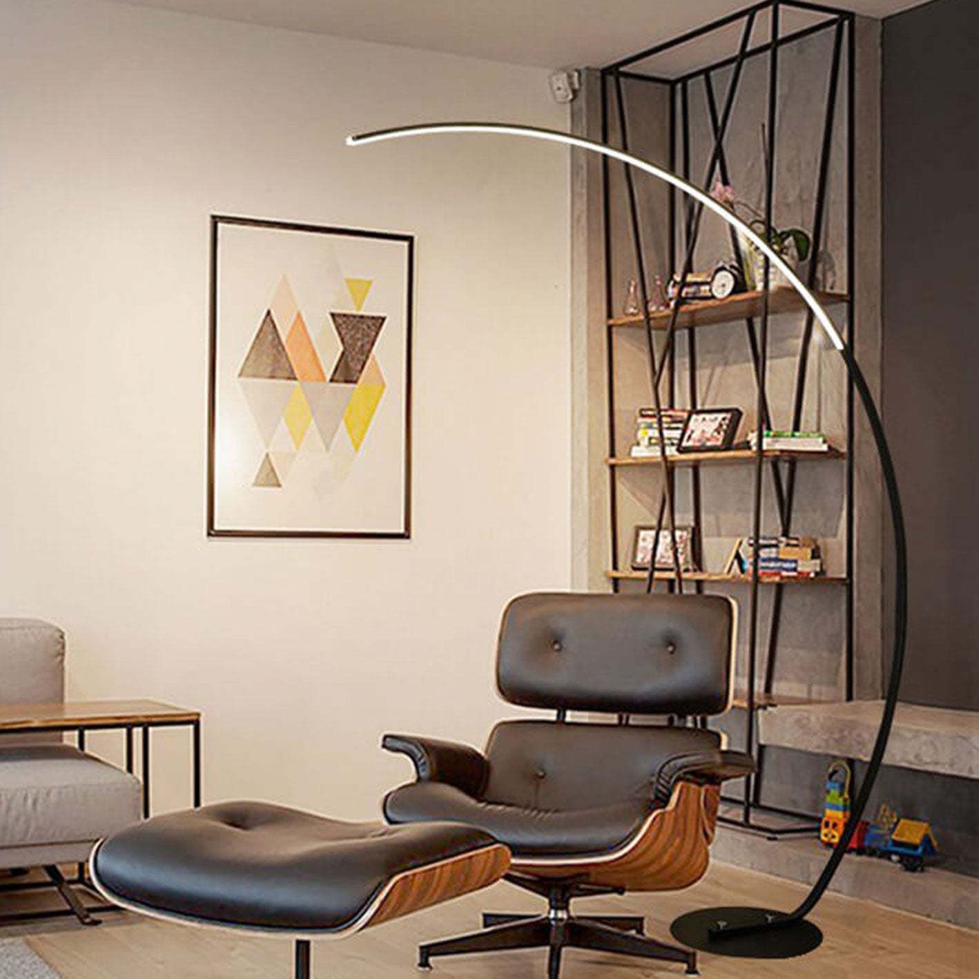 Minimalist Curved Line LED Aluminum Floor Lamp — White / Neutral Light (4000K) / 220V-240V For UK/AU