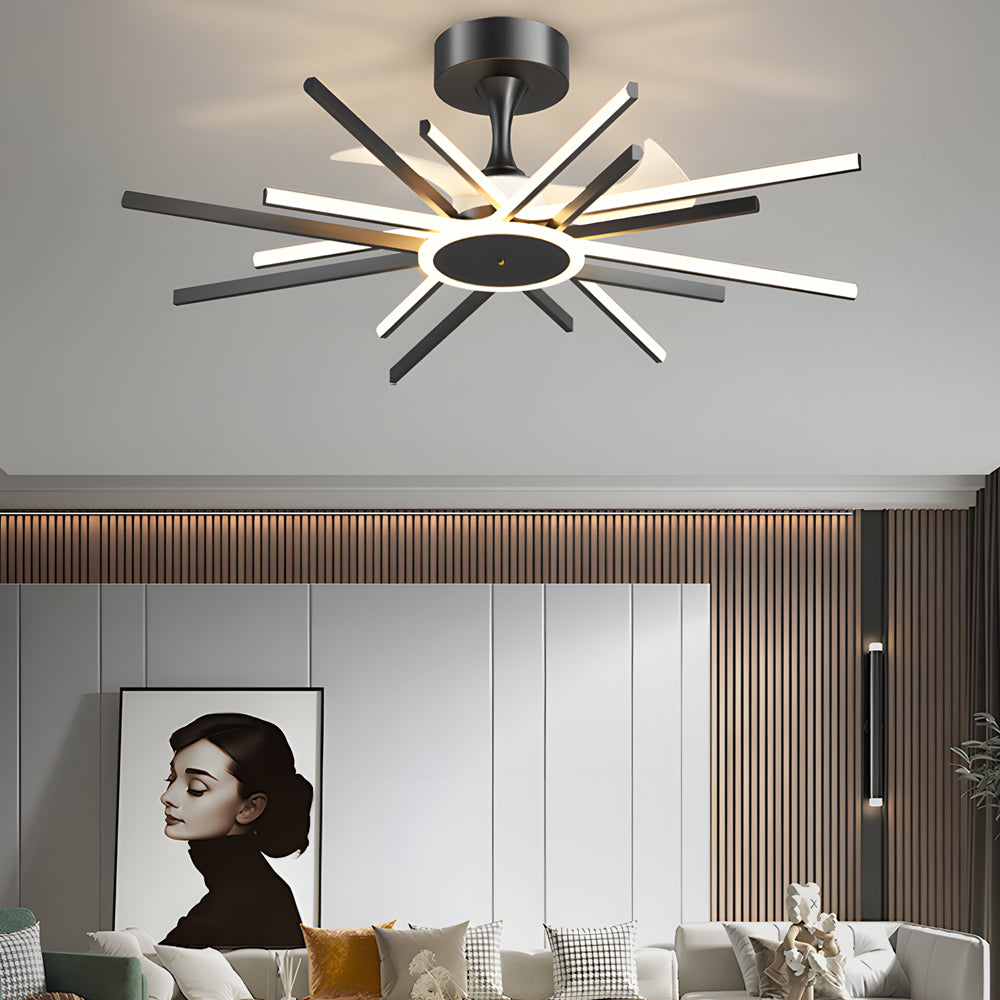 Spiral Linear Modern LED Silent Black Gold Ceiling Fan