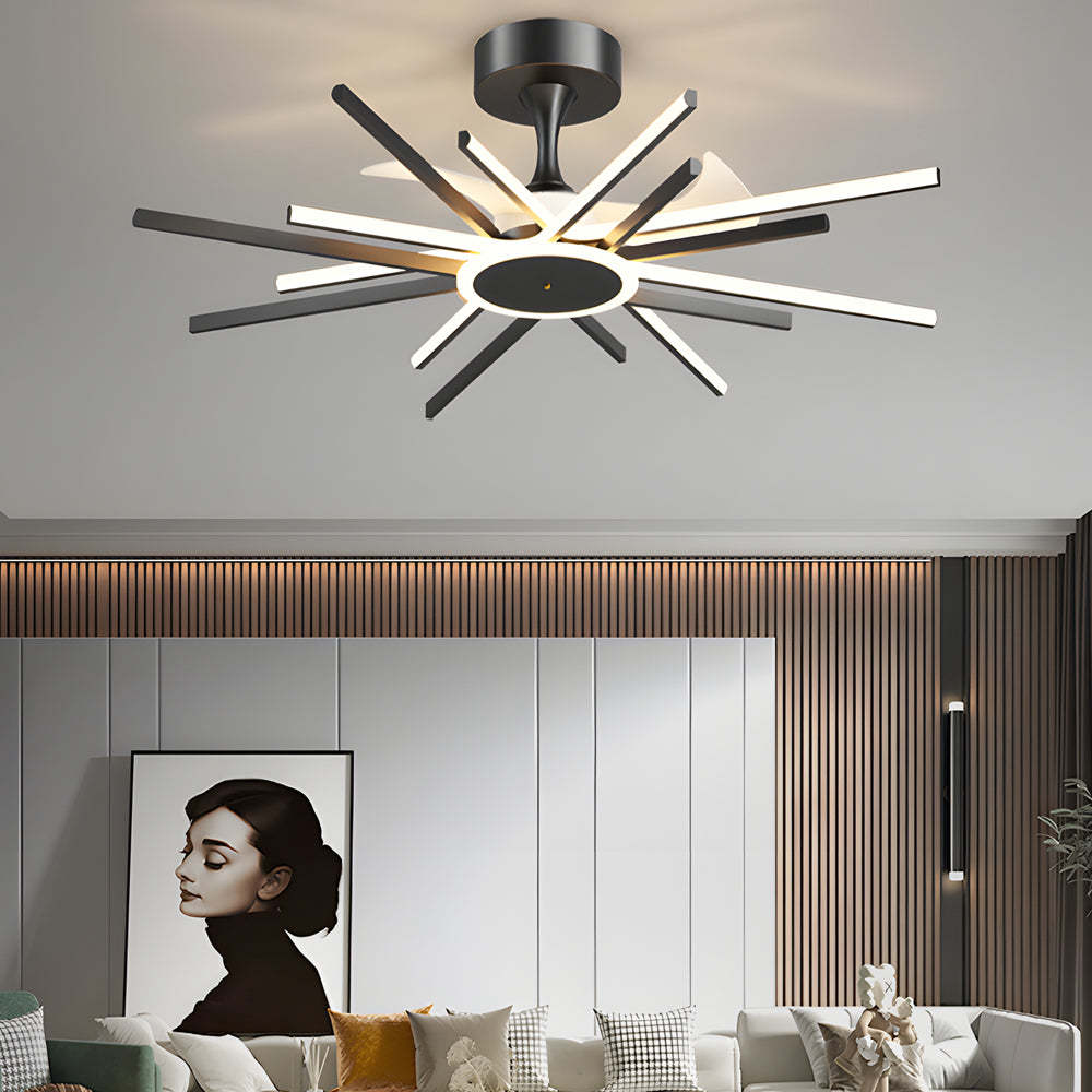 Spiral Linear Modern LED Silent Black Gold Ceiling Fan