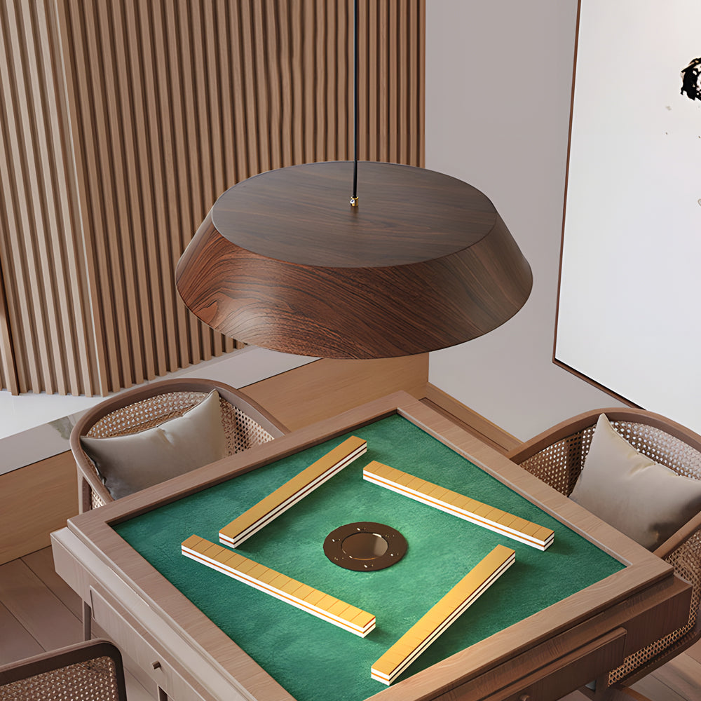 Round Wood Japanese LED Pendant Light