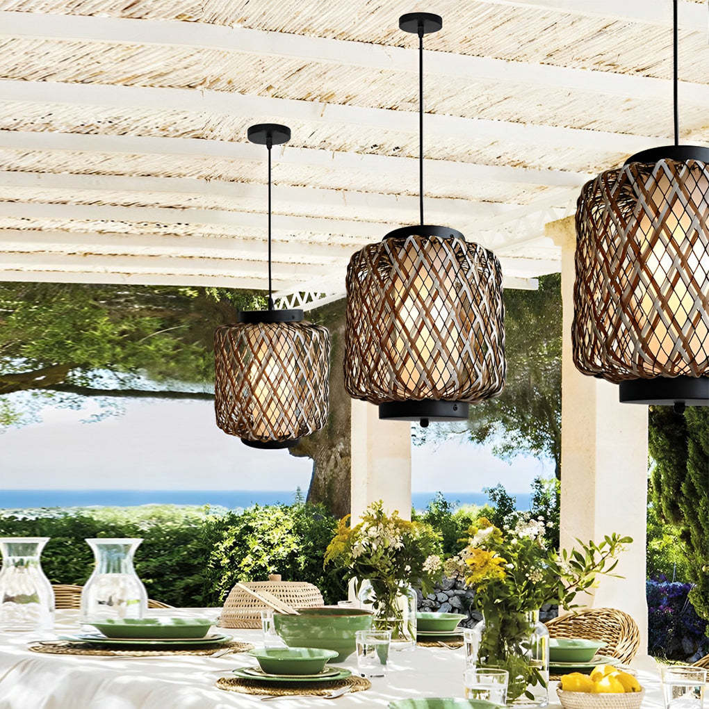 Rattan Waterproof Rustic Modern Outdoor Chandelier Pendants Ceiling Lights-Lighom
