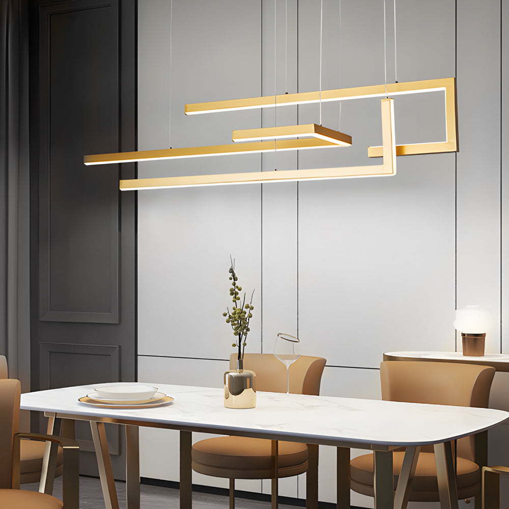 Geometric Strip Dimmable Nordic Dining Chandelier — Black / White