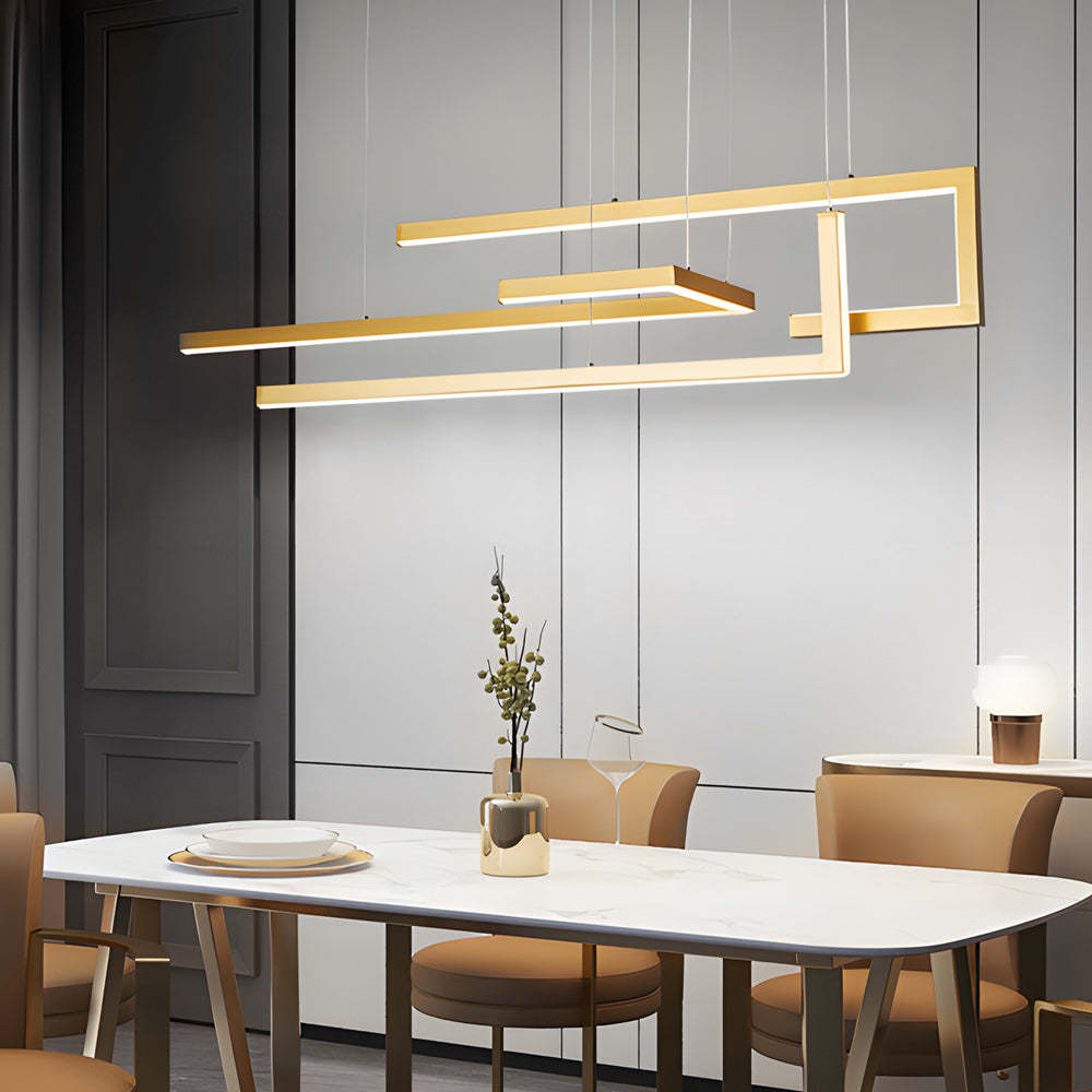 Geometric Strip Dimmable Nordic Dining Chandelier — Black / White