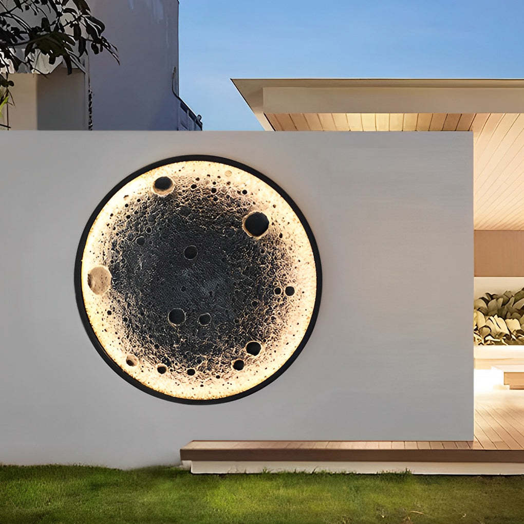 Round Moon Waterproof LED Modern Outdoor Wall Lights Fixture Wall Lamp-Lighom
