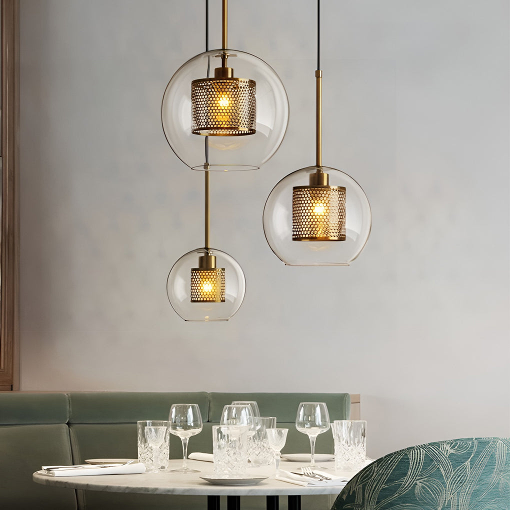 Minimalist Round Glass LED Industrial Kitchen Island Pendant