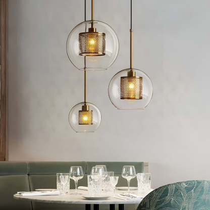 Minimalist Round Glass LED Industrial Kitchen Island Pendant