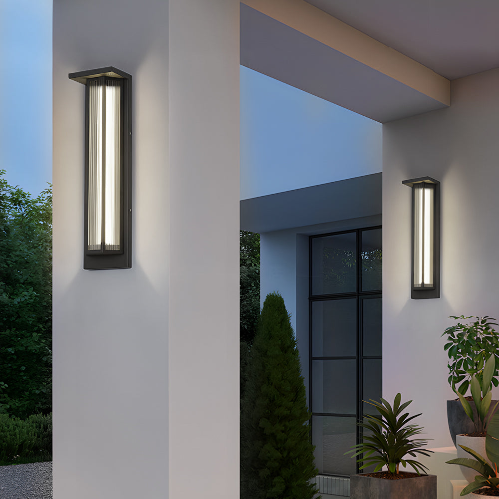 Black Rectangular Transparent Acrylic LED Outdoor Wall Lights-Lighom