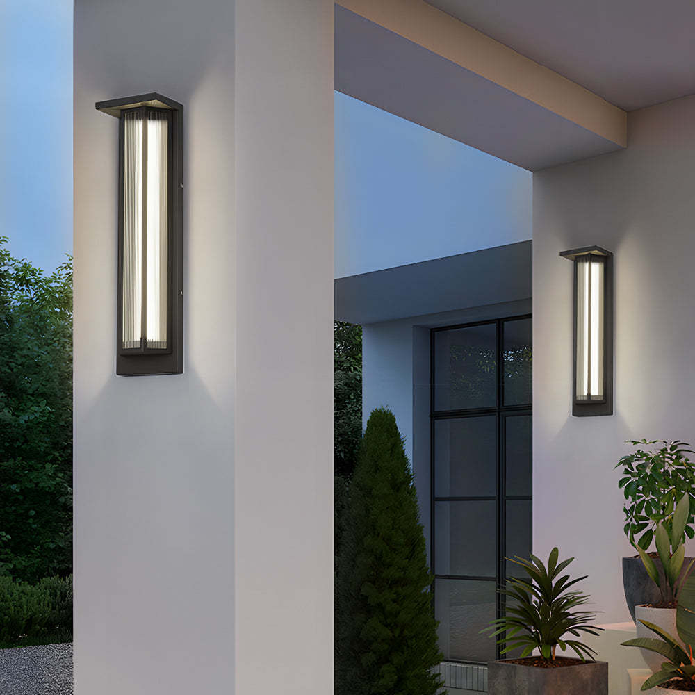 Black Rectangular Transparent Acrylic LED Outdoor Wall Lights-Lighom