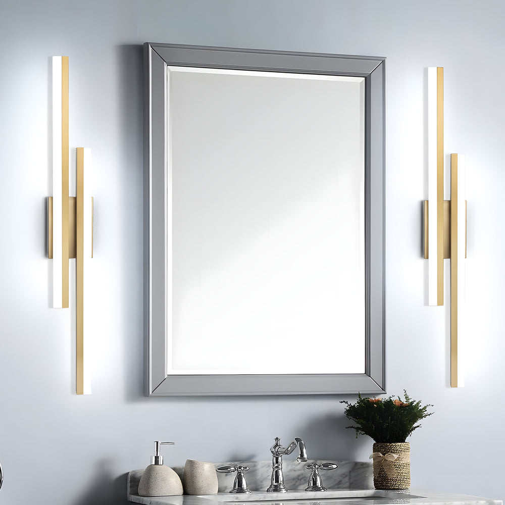 Modern 2-Light Linear LED Wall Lamp with 3-Step Dimming - Black/Gold Wall Sconce-Lighom