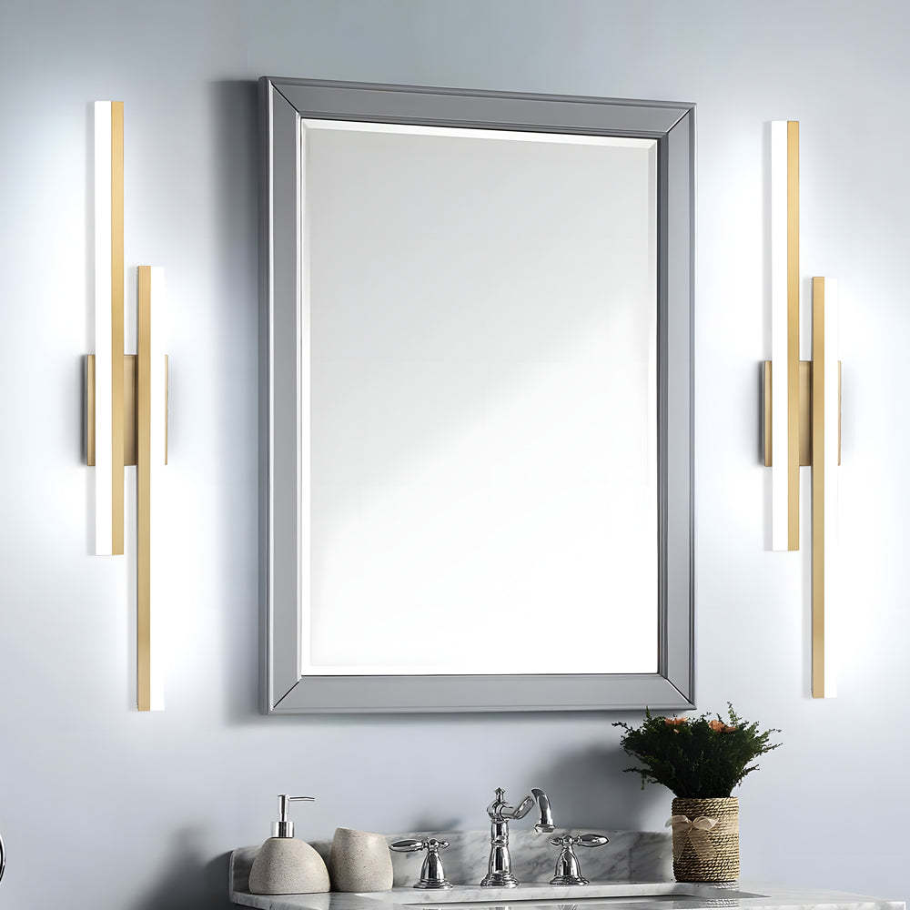 Modern 2-Light Linear LED Wall Lamp with 3-Step Dimming - Black/Gold Wall Sconce-Lighom