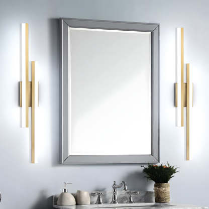 Modern 2-Light Linear LED Wall Lamp with 3-Step Dimming - Black/Gold Wall Sconce-Lighom