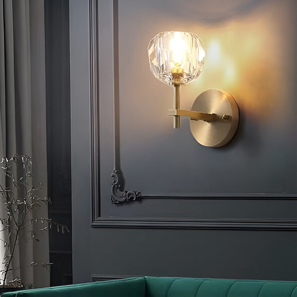 Ball-shaped LED Crystal Gold Postmodern Plug in Sconce Lighting Wall Lamp-Lighom