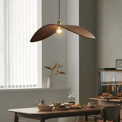 Wabi-Sabi Walnut Bar Leaf Curve Wood Pendant Light