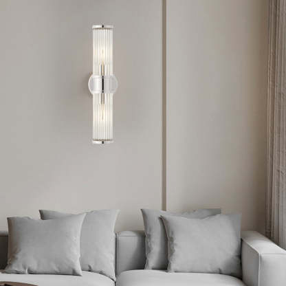 1/2-light Modern Chrome/Gold Wall Sconce with Cylinder Clear Glass Shade-Lighom