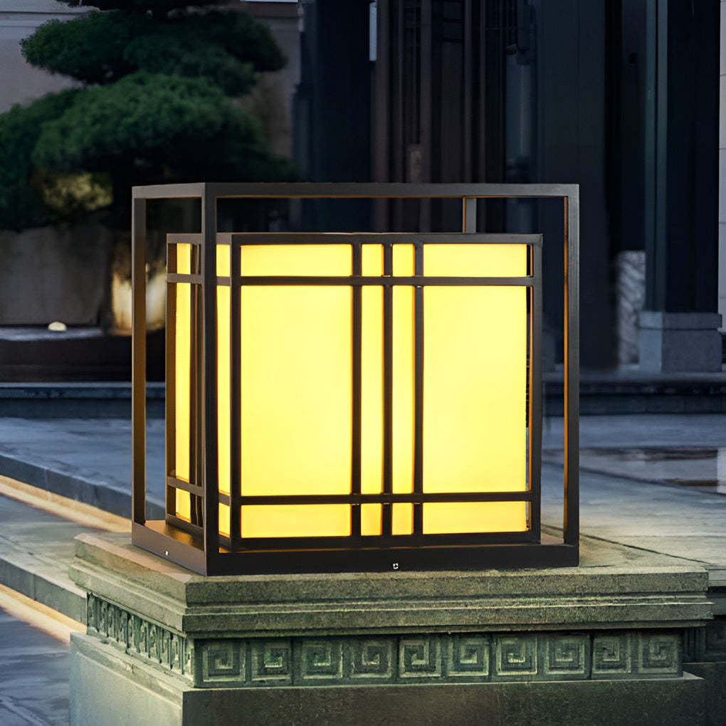 Retro Square Waterproof LED Black Modern Outdoor Post Caps Lights-Lighom