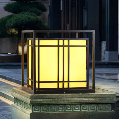 Retro Square Waterproof LED Black Modern Outdoor Post Caps Lights-Lighom