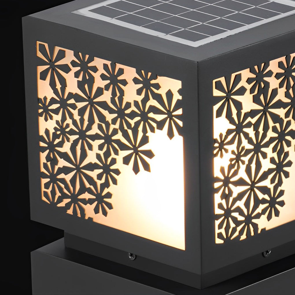 Snowflakes Decor LED Waterproof Black Modern Solar Outdoor Lawn Lamp-Lighom