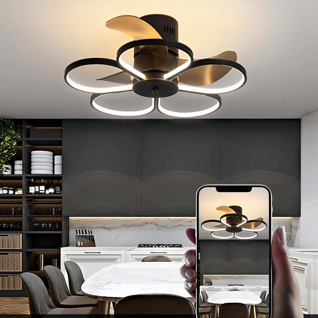 Flowers Intelligent Dimmable LED Mute Bladeless Ceiling Fan