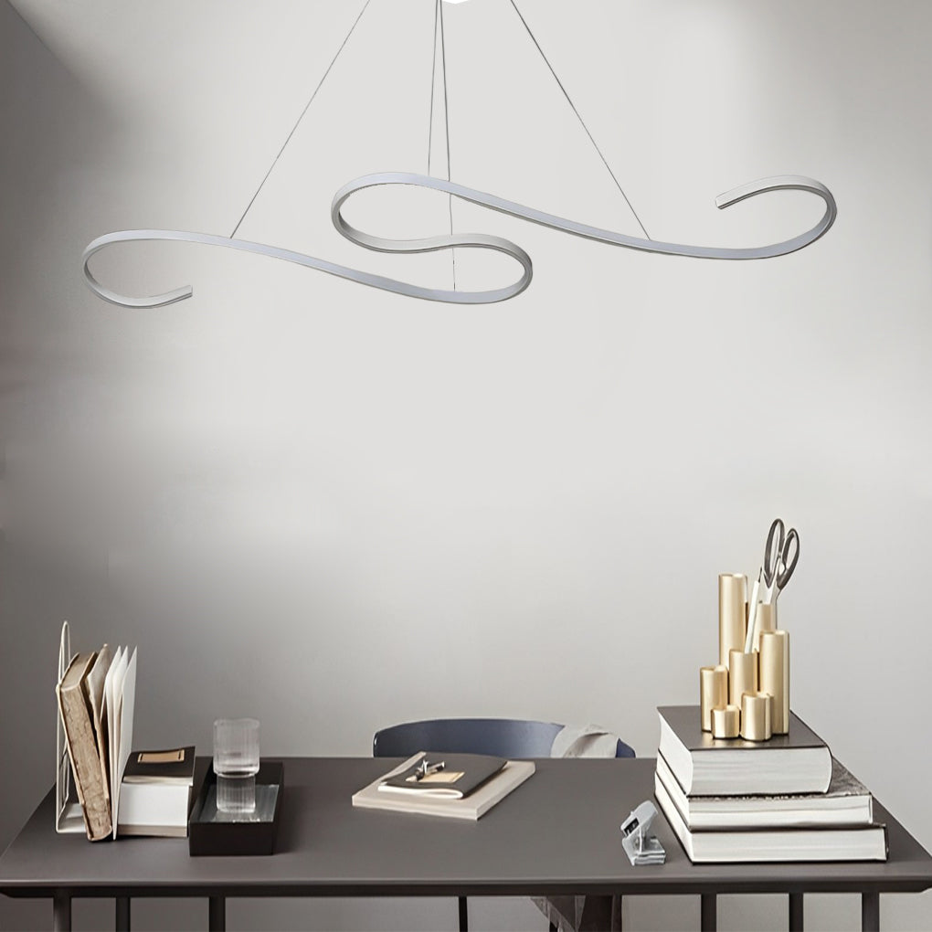 Modern wavy line pendant lighting in synthetic — Warm White (3000K)