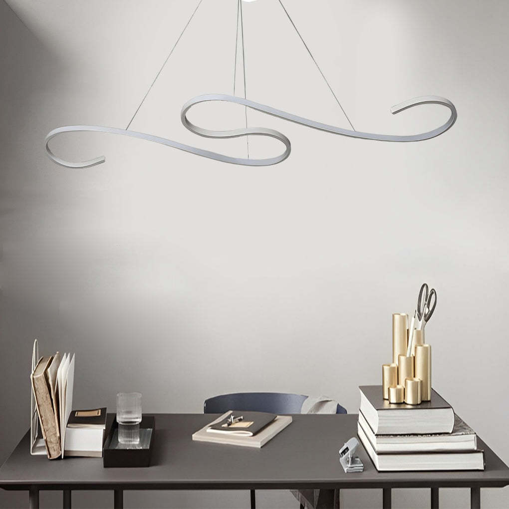 Wavy Line Dimmable LED White Minimalist Chandelier