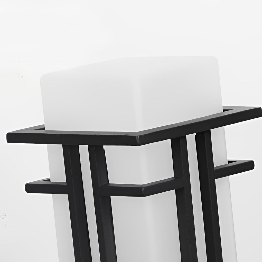 Black Retro Aluminum Post Lights with Frosted Glass Outdoor Waterproof Column Lamps-Lighom