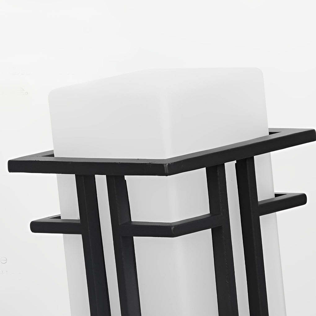 Black Retro Aluminum Post Lights with Frosted Glass Outdoor Waterproof Column Lamps-Lighom